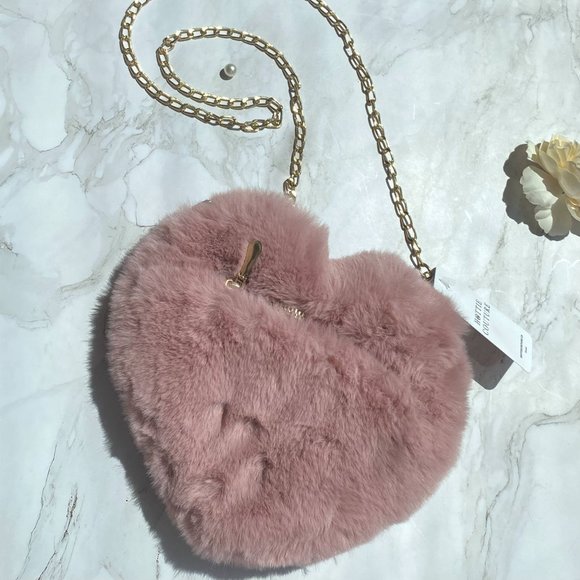 Hc Boutique Design Cute Women Heart Shape Winter Fur Crossbody Bag - Picture 4 of 5